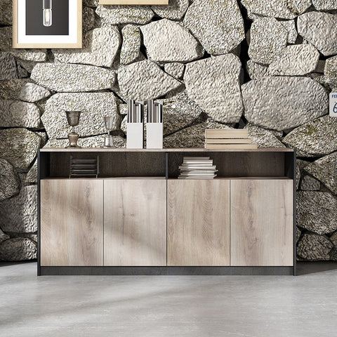 ARTO Credenza Cabinet 80cm - Warm Oak & Black