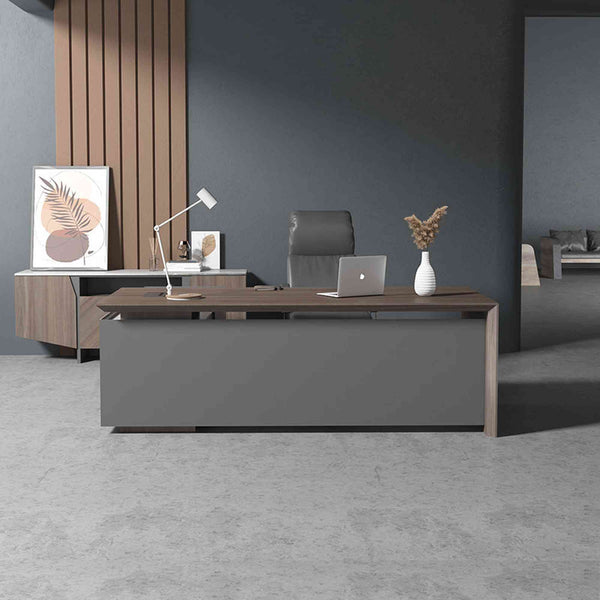 Grey Modern Furniture Reference: Armando Executive Desk 220Cm Right Return Hazelnut Grey