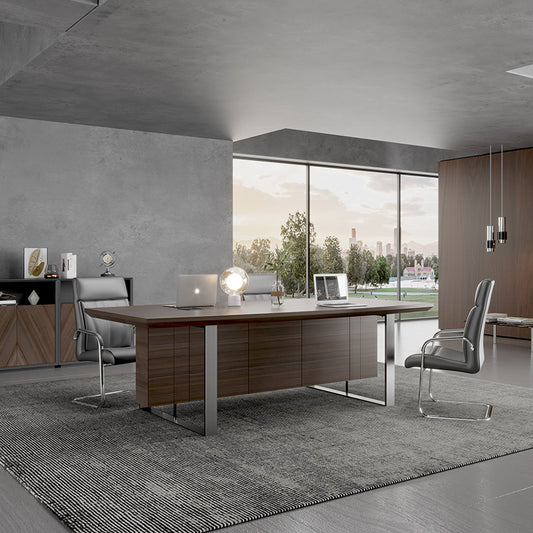 INIGO Boardroom Meeting Table 2.4M - Hazelnut & Black