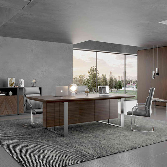 INIGO Boardroom Meeting Table 2.4M - Hazelnut & Black