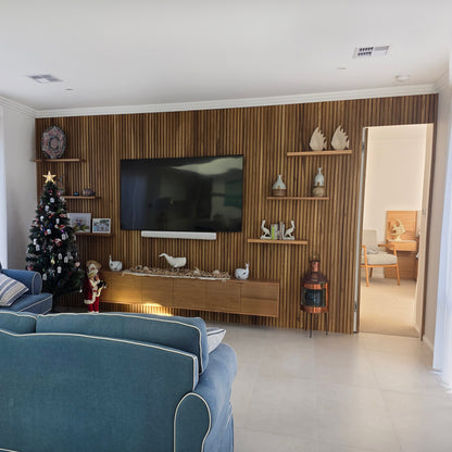 WOODFLEX Outdoor & Indoor Solid Hard Wood Slat Wall Ceiling Pool Fence Cladding - Paulownia - 2700mm x 545mm