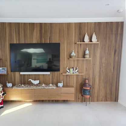 WOODFLEX Outdoor & Indoor Solid Hard Wood Slat Wall Ceiling Pool Fence Cladding - Paulownia - 2700mm x 545mm