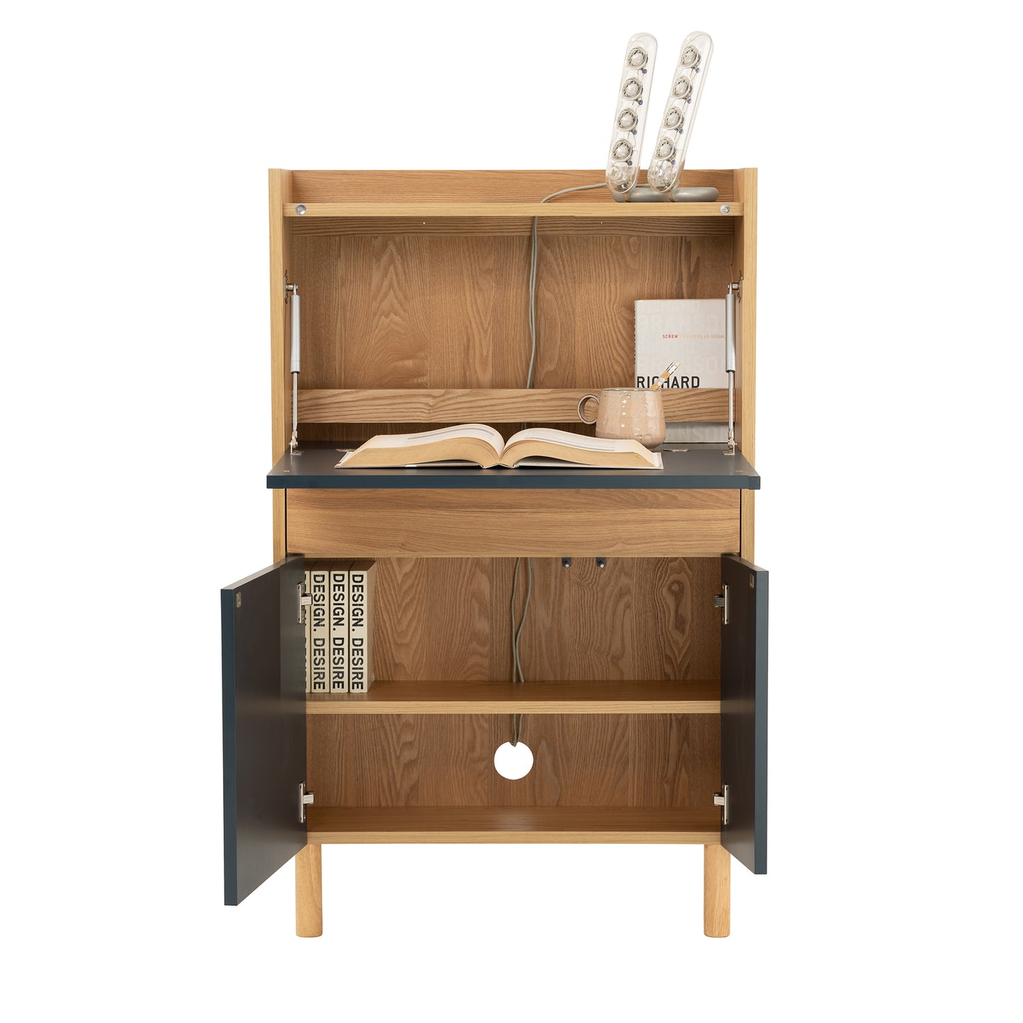 BARTON Study Desk 71cm - Blue & Oak
