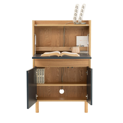 BARTON Study Desk 71cm - Blue & Oak