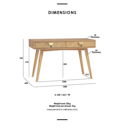 LOFTUS Study Desk 120cm - Oak