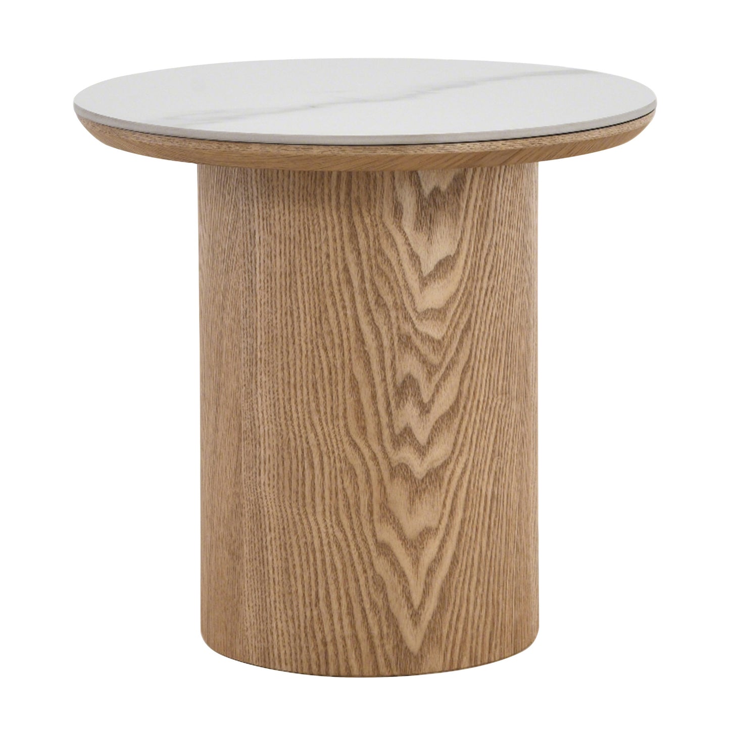 EMERY 40cm SIntered Stone Round Side Table - Oak