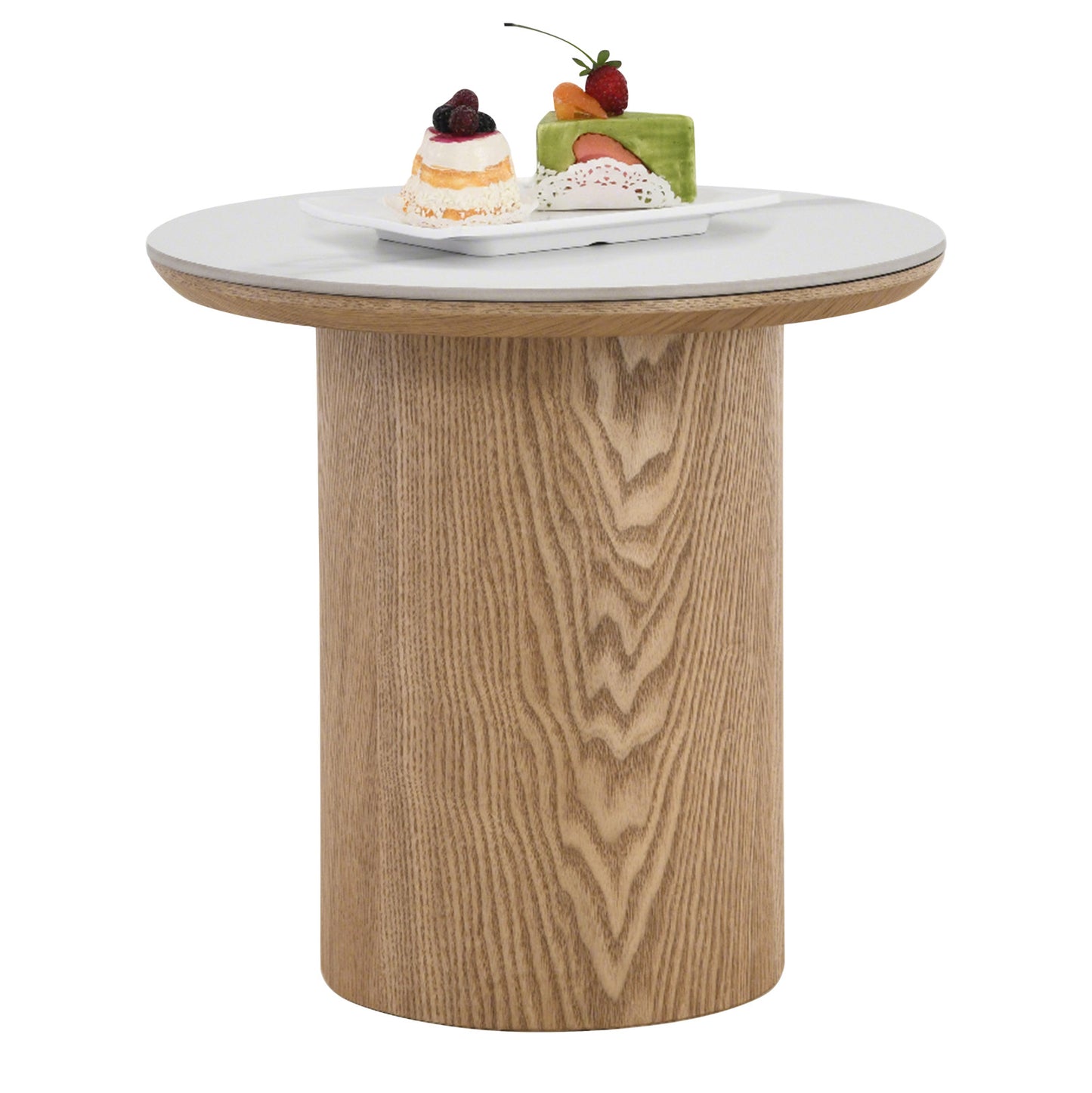 EMERY 40cm SIntered Stone Round Side Table - Oak