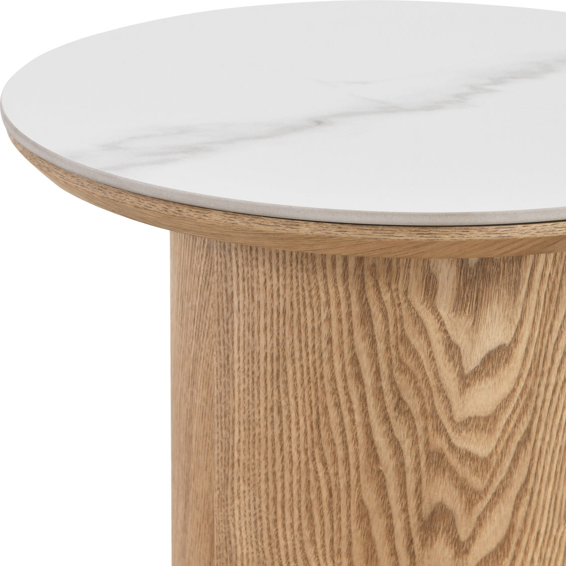 EMERY 40cm SIntered Stone Round Side Table - Oak