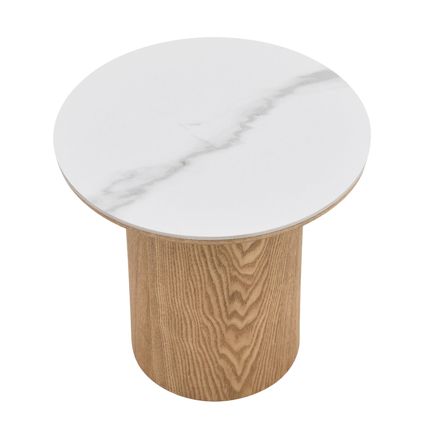 EMERY 40cm SIntered Stone Round Side Table - Oak