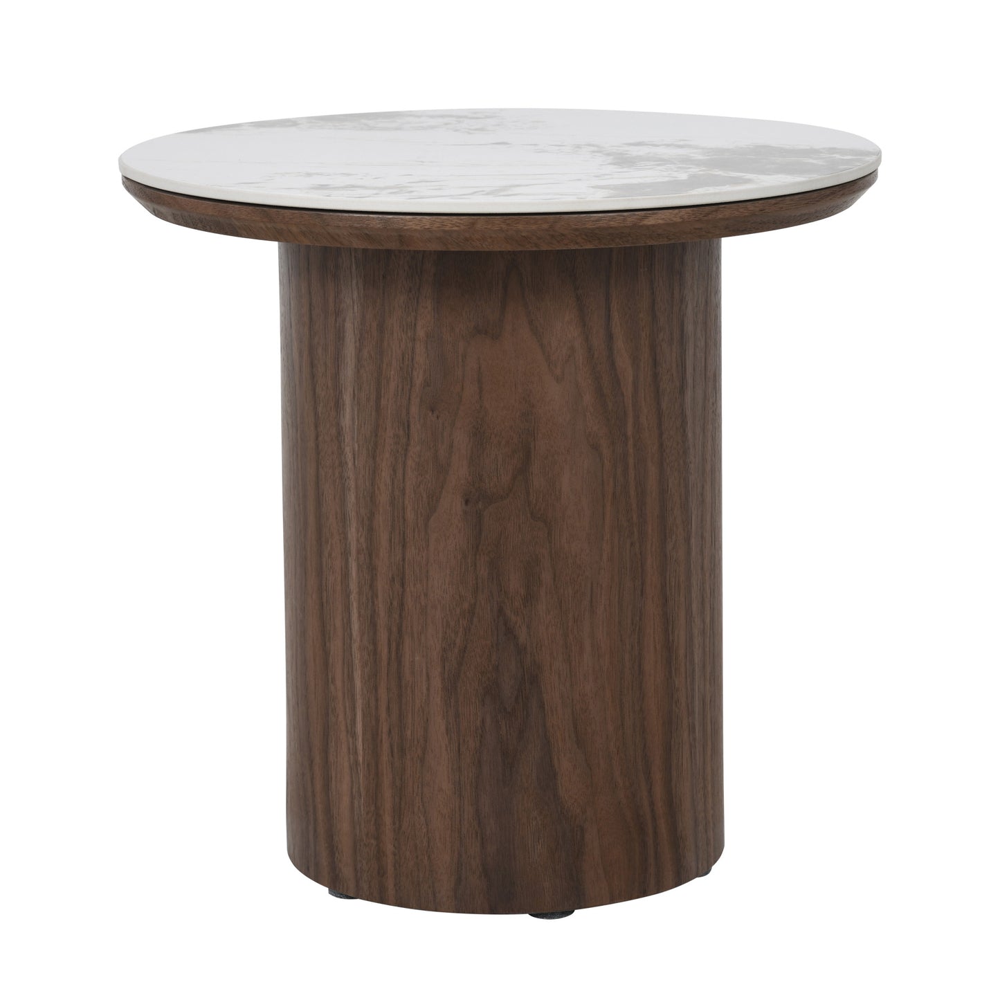 EMERY 40cm Sintered Stone Round Side Table - Walnut