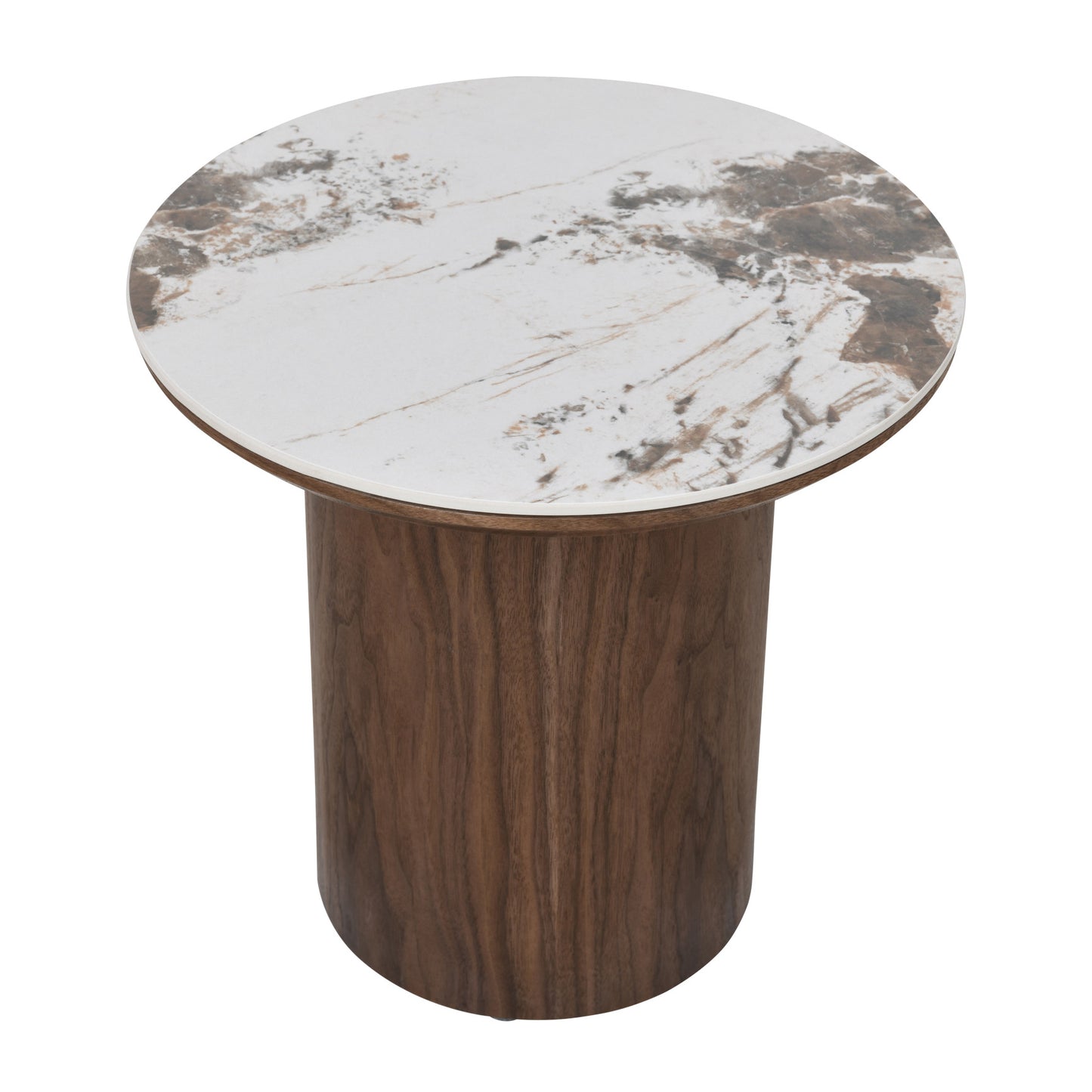 EMERY 40cm Sintered Stone Round Side Table - Walnut