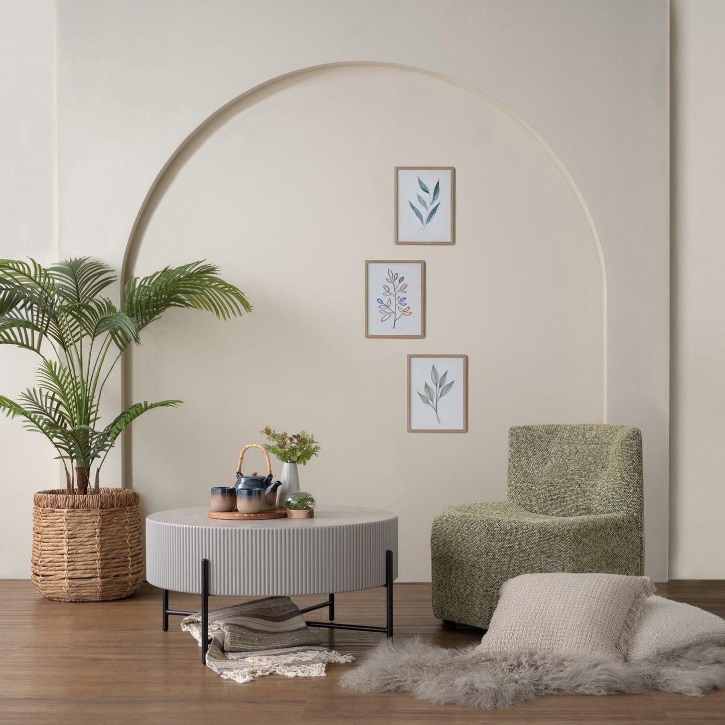 OZZY Round Coffee Table - Grey & Black