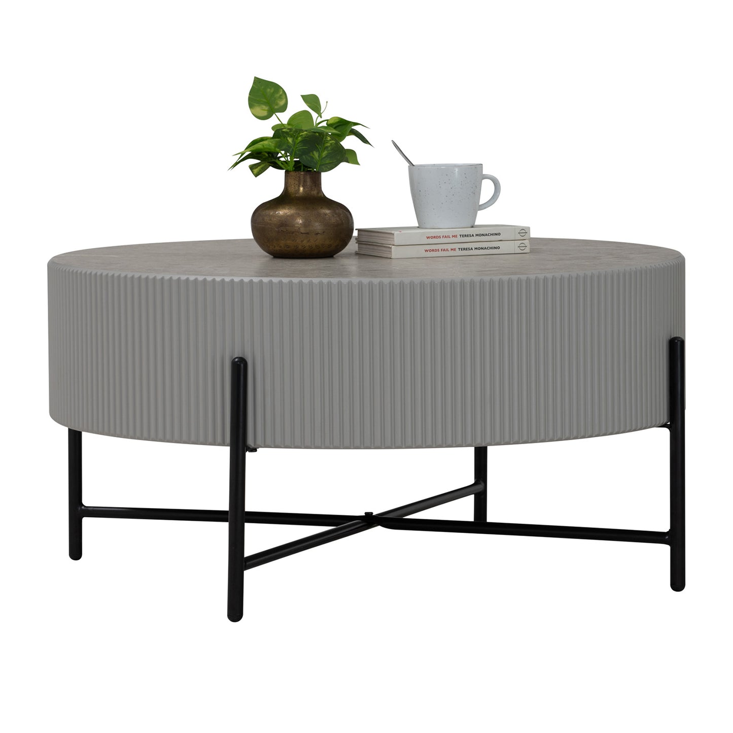 OZZY Round Coffee Table - Grey & Black