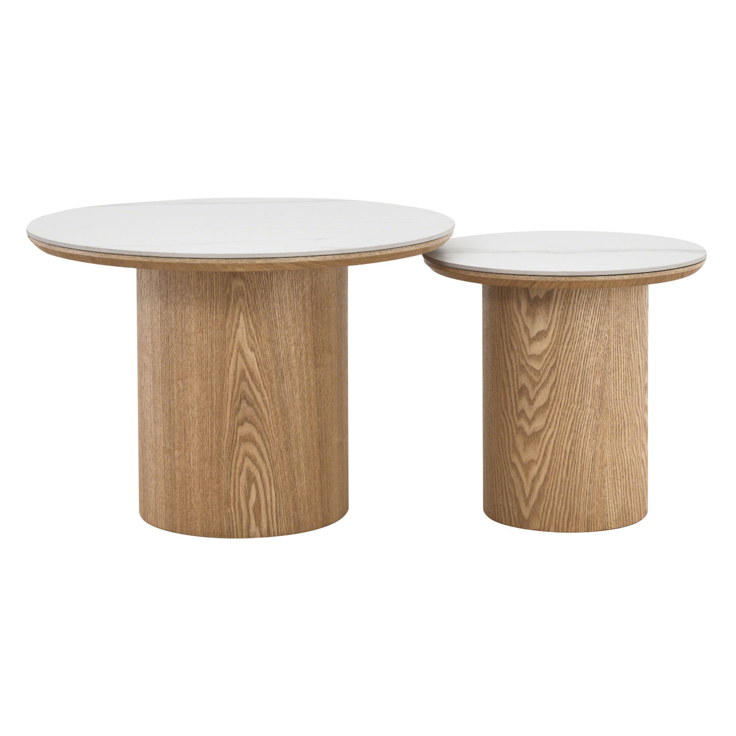 EMERY 60cm Round Coffee Table with Sintered Stone Top - Oak