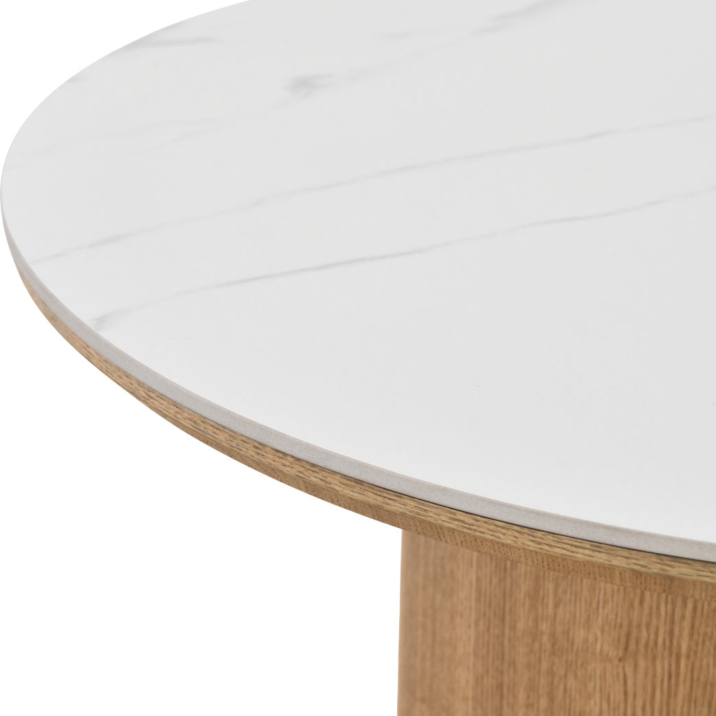 EMERY 60cm Round Coffee Table with Sintered Stone Top - Oak