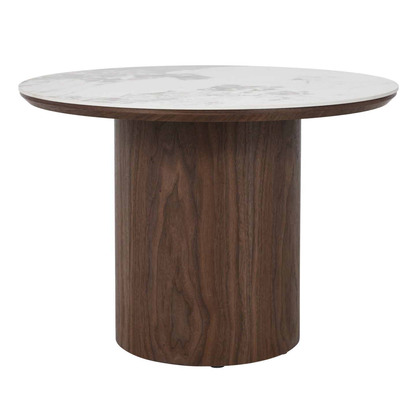 EMERY 60cm Round Coffee Table with Sintered Stone Top - Walnut