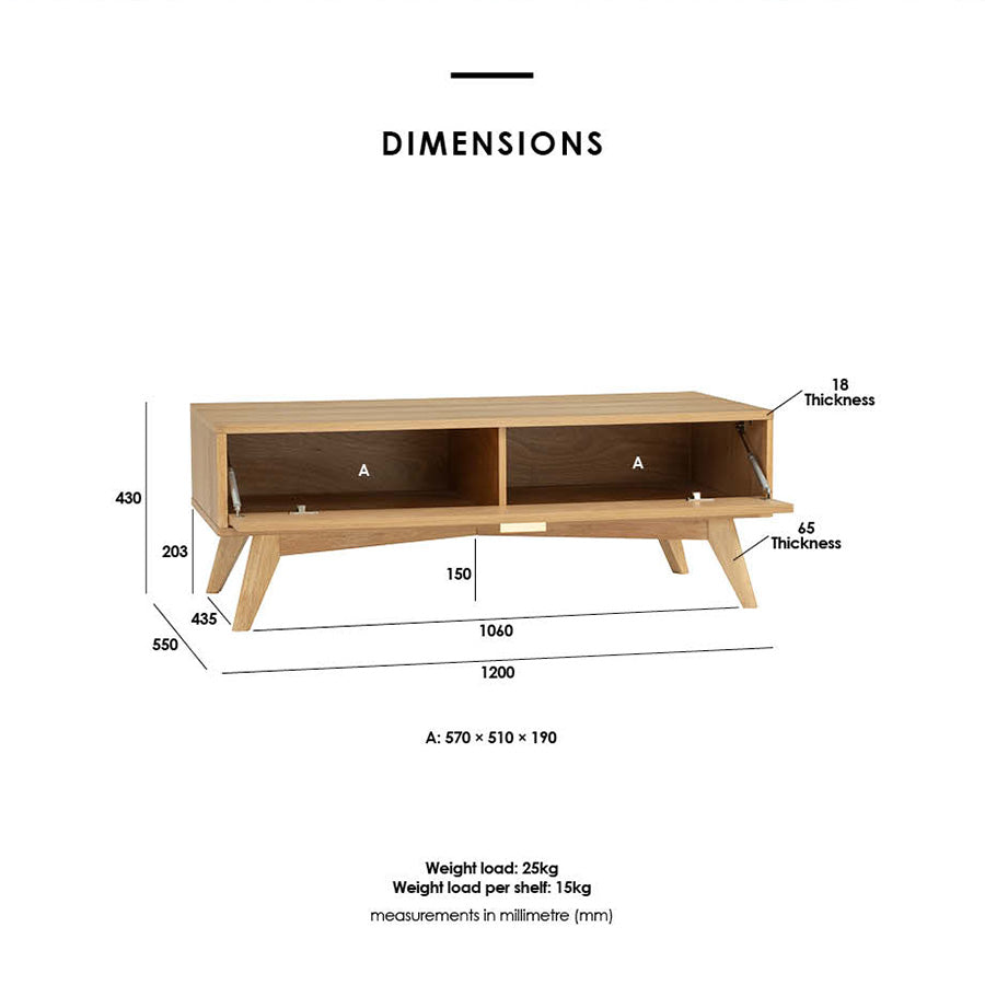 LOFTUS Entertainment TV Unit 120cm - Oak