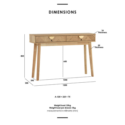 LOFTUS Console Table 120cm - Walnut