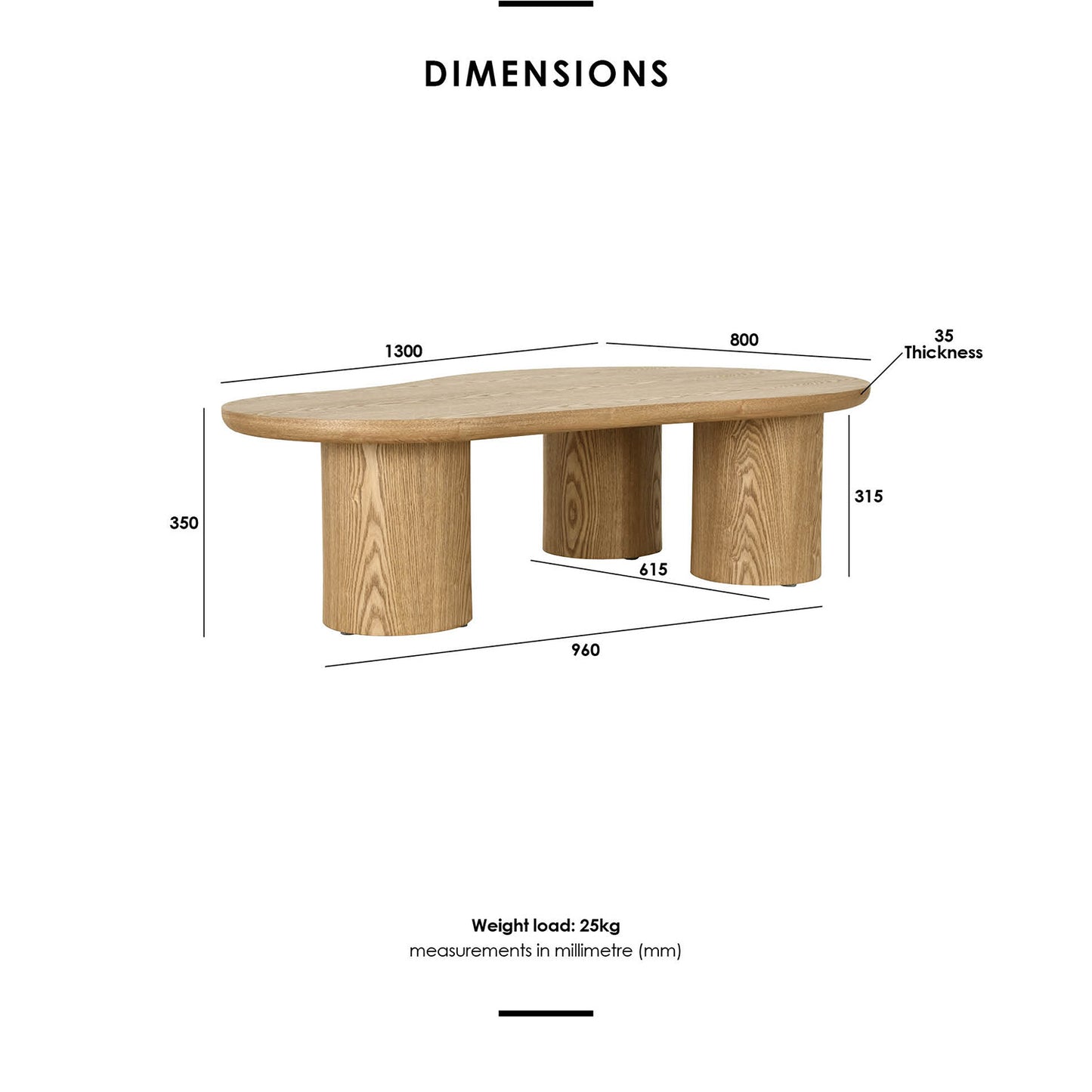 LEITH 130cm Organic Shaped Coffee Table – Walnut