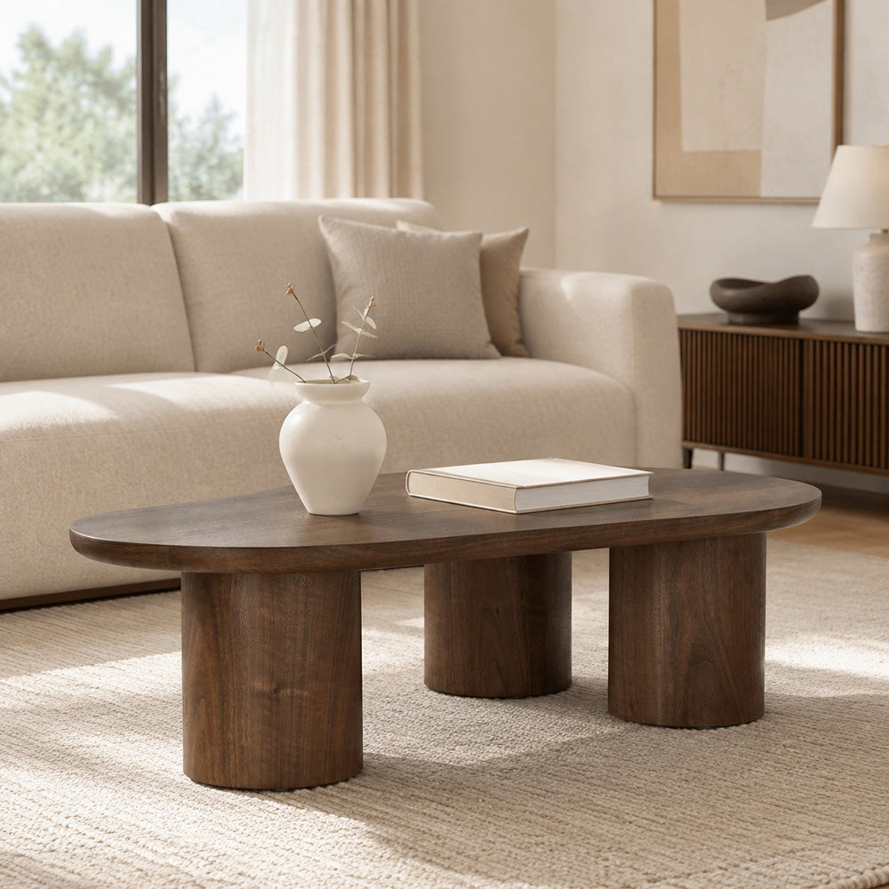 LEITH 130cm Organic Shaped Coffee Table – Walnut