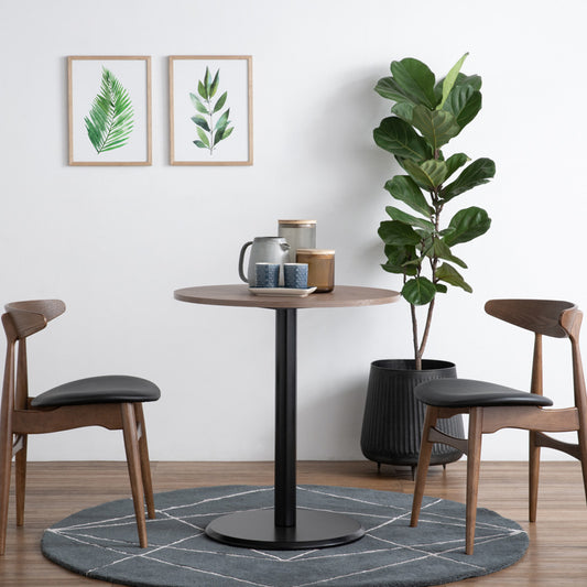 RUNDA Round Dining Table 70cm - Walnut & Black