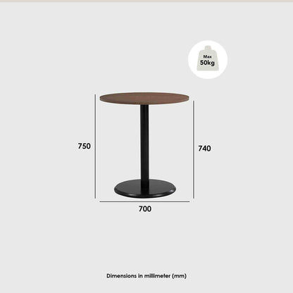 RUNDA Round Dining Table 70cm - Walnut & Black