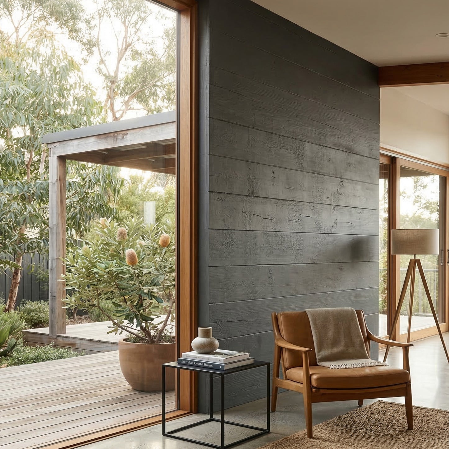 WOODFLEX  Flexible SOFT STONE PANEL - CHARCOAL BURNT WOOD - Black - 2700 x 600mm