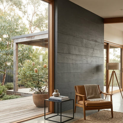 WOODFLEX  Flexible SOFT STONE PANEL - CHARCOAL BURNT WOOD - Black - 2700 x 600mm