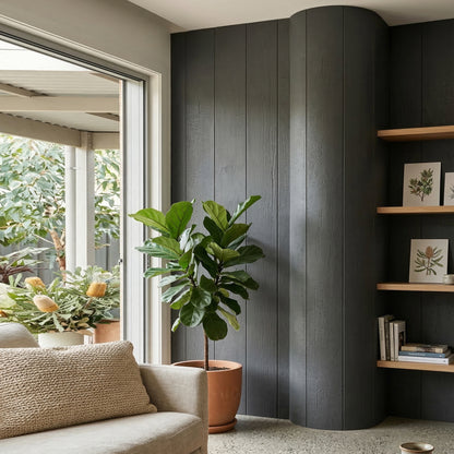 WOODFLEX  Flexible SOFT STONE PANEL - CHARCOAL BURNT WOOD - Black - 2700 x 600mm