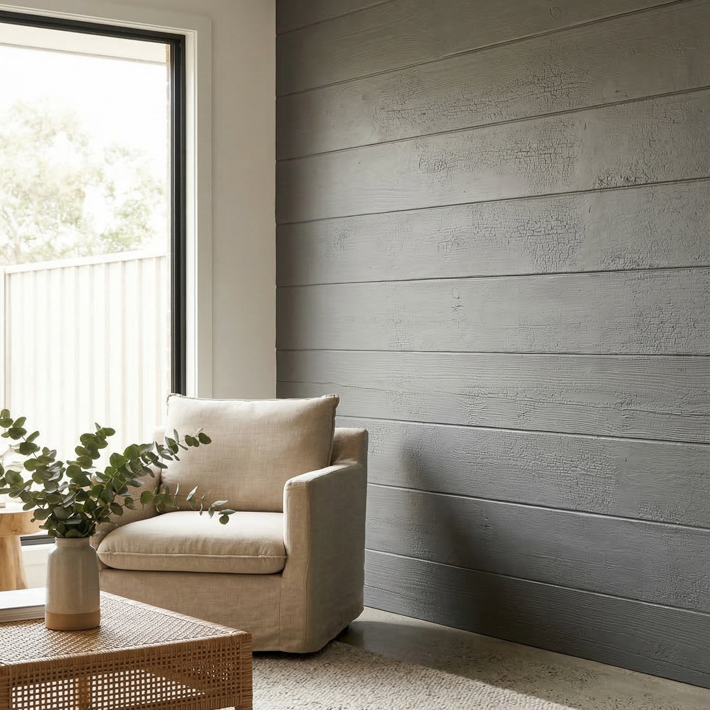 WOODFLEX  Flexible SOFT STONE PANEL - CHARCOAL BURNT WOOD - Black - 2700 x 600mm