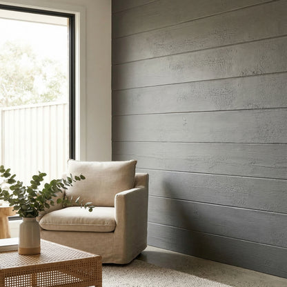 WOODFLEX  Flexible SOFT STONE PANEL - CHARCOAL BURNT WOOD - Black - 2700 x 600mm