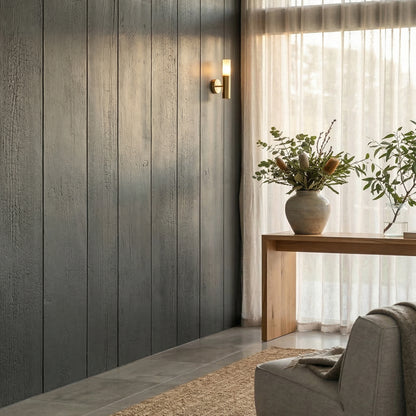 WOODFLEX  Flexible SOFT STONE PANEL - CHARCOAL BURNT WOOD - Black - 2700 x 600mm