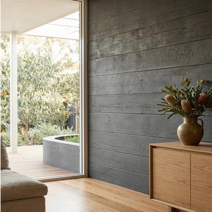 WOODFLEX  Flexible SOFT STONE PANEL - CHARCOAL BURNT WOOD - Black - 2700 x 600mm