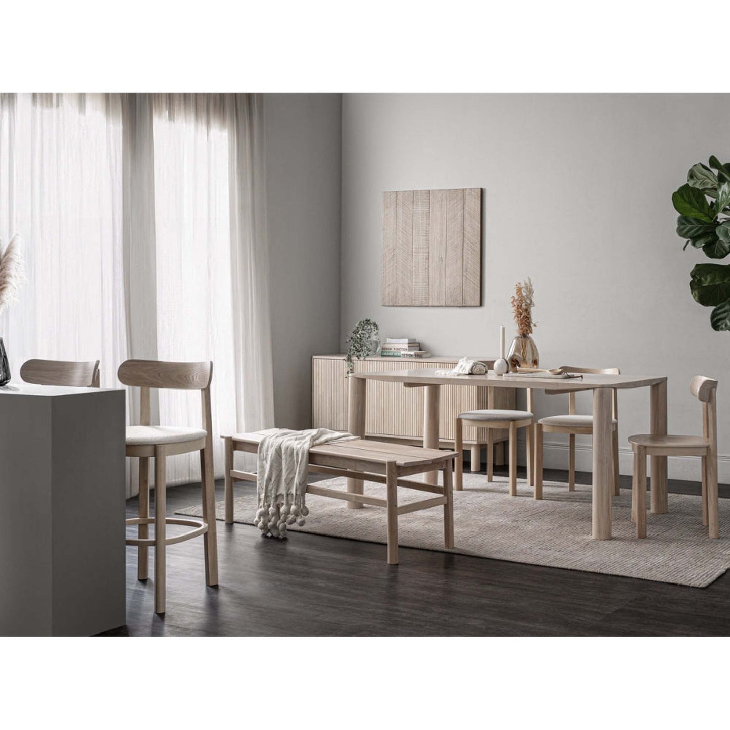 LOWEN Bar Stool - Oak & Cream White
