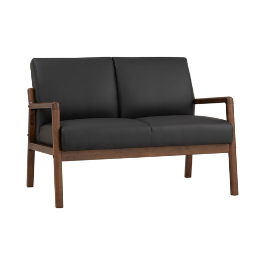 MENDO 2 Seater Lounge Seater - Black & Walnut