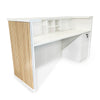 KENTO Reception Desk 180cm - White & Oak Timber Slat Acoustic