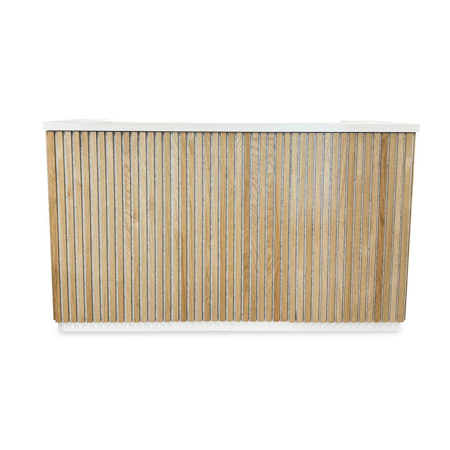 KENTO Reception Desk 180cm - White & Oak Timber Slat Acoustic