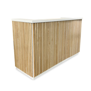 KENTO Reception Desk 180cm - White & Oak Timber Slat Acoustic