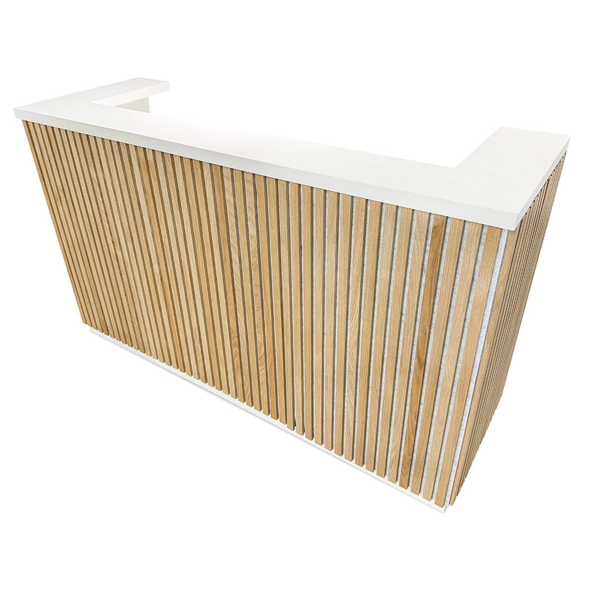 KENTO Reception Desk 180cm - White & Oak Timber Slat Acoustic โ Modern ...