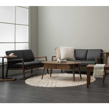 MENDO 3 Seater Lounge Sofa - Black & Walnut