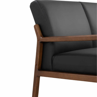 MENDO 3 Seater Lounge Sofa - Black & Walnut