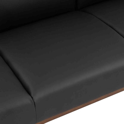 MENDO 3 Seater Lounge Sofa - Black & Walnut