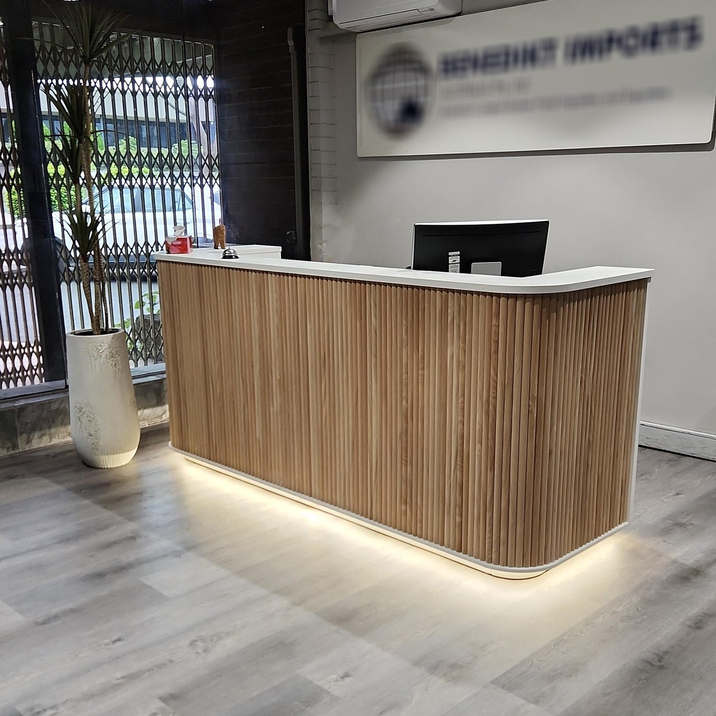 HALO Reception Desk 240cm - Oak & White