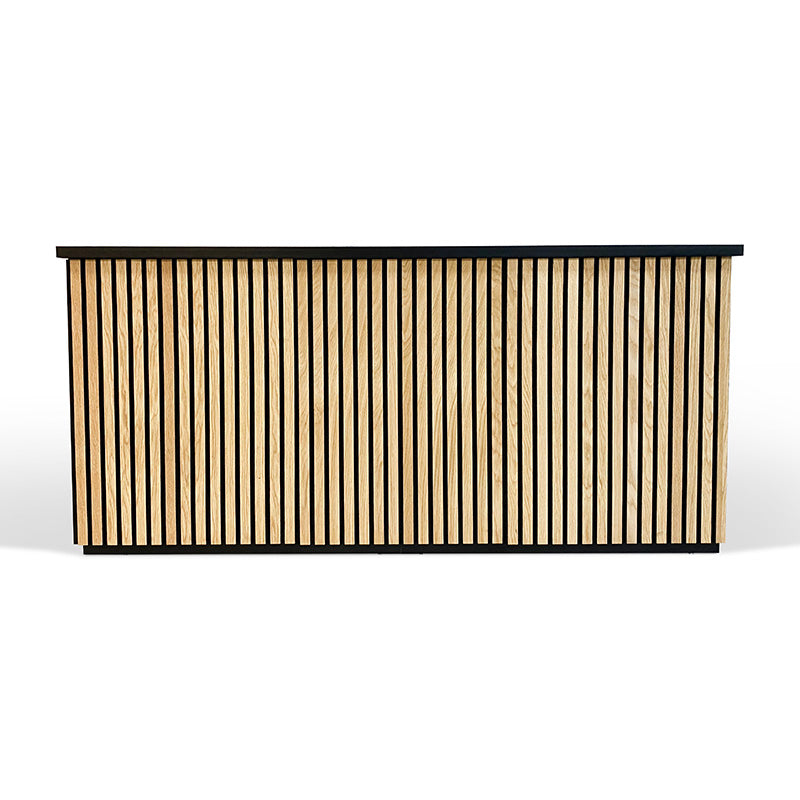 KENTO Reception Desk 240cm - Timber Slat Acoustic Black & Oak