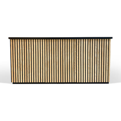 KENTO Reception Desk 240cm - Timber Slat Acoustic Black & Oak