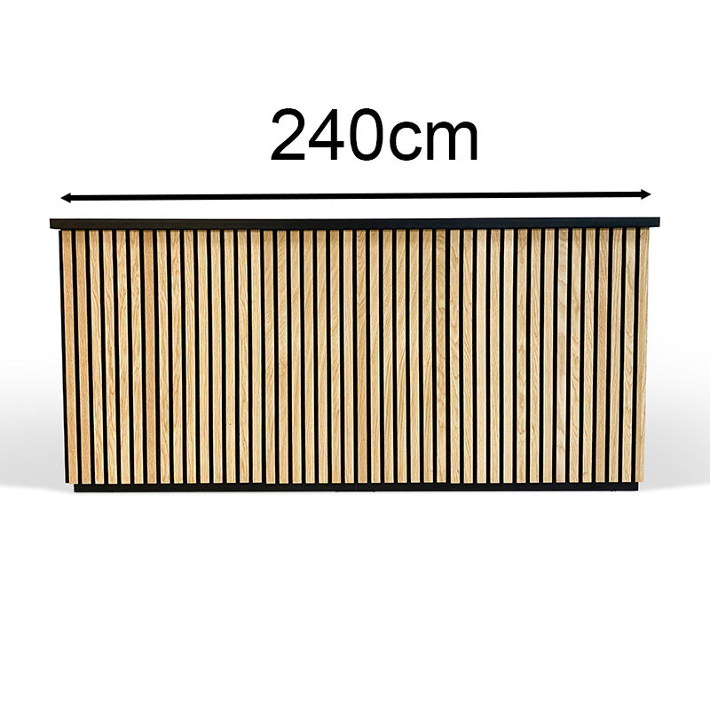 KENTO Reception Desk 240cm - Timber Slat Acoustic Black & Oak