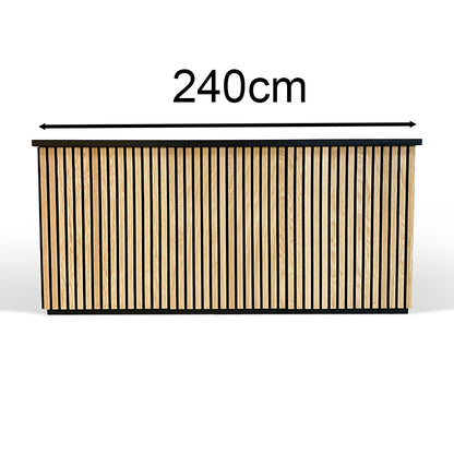 KENTO Reception Desk 240cm - Timber Slat Acoustic Black & Oak