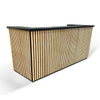 KENTO Reception Desk 240cm - Timber Slat Acoustic Black & Oak