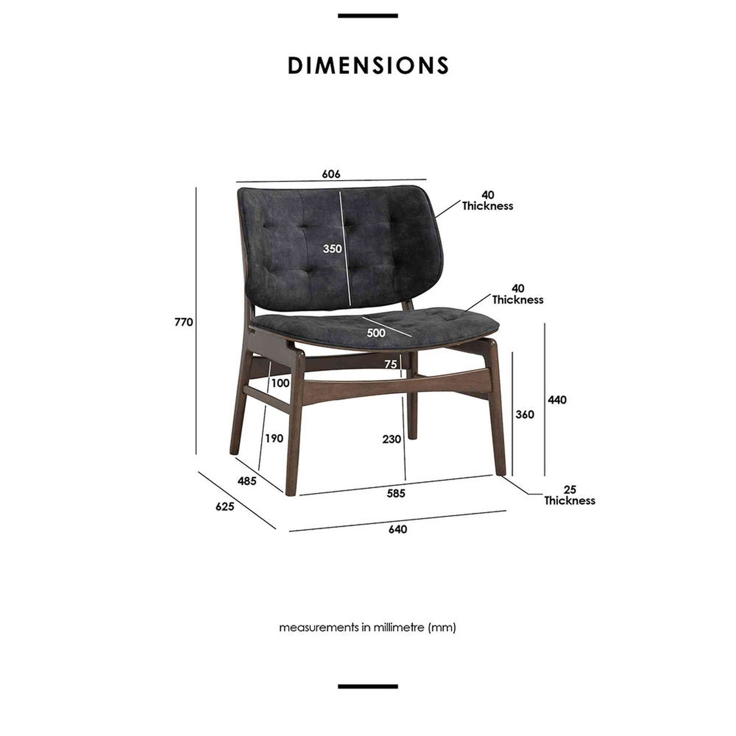 HEATH Lounge Chair - Walnut & Charcoal
