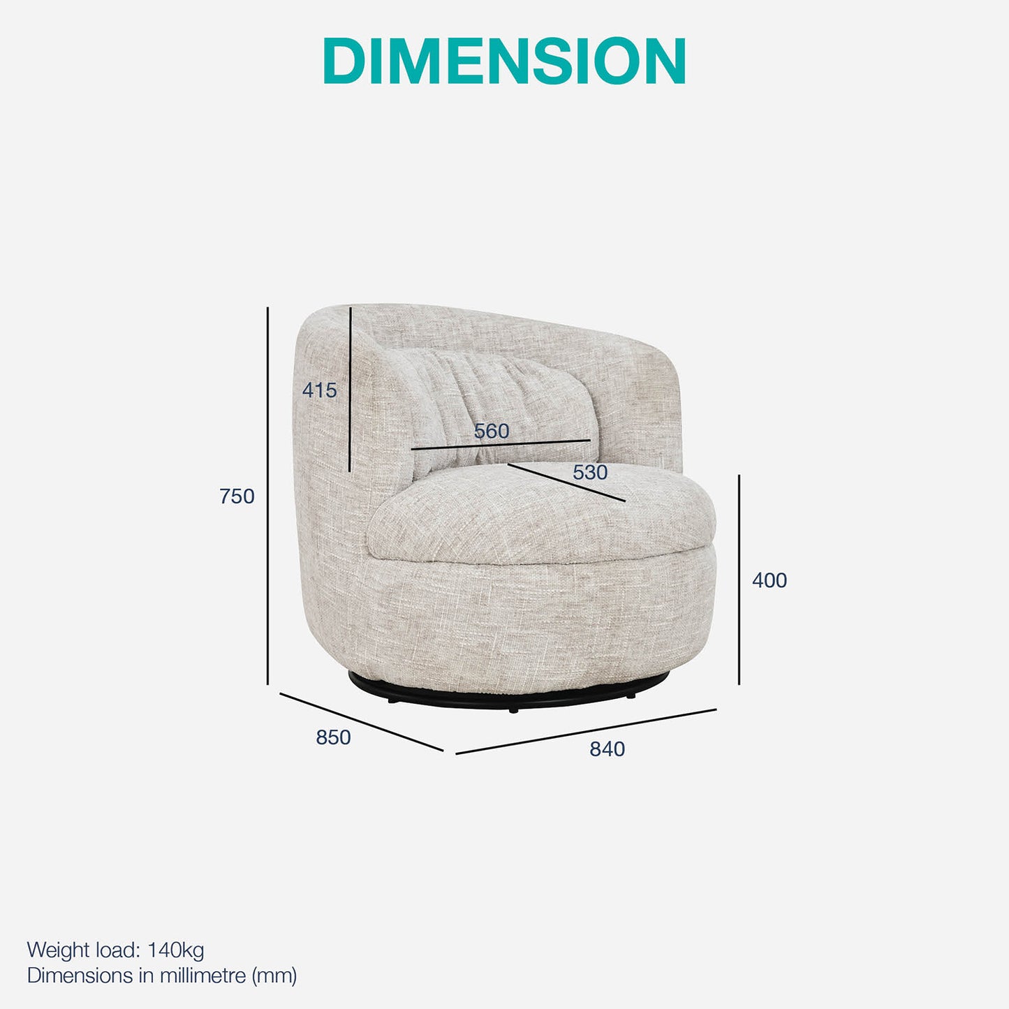COROLLA Swivel Lounge Chair - Ivory